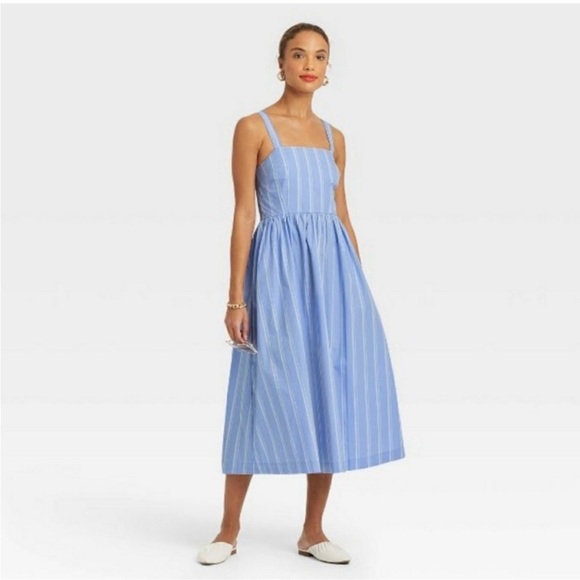 Dresses & Skirts - XL spring blue stripe dress